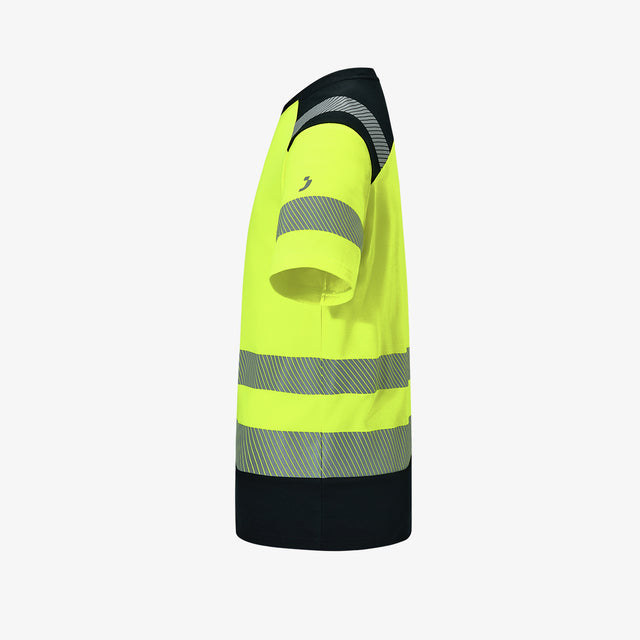 T-shirt Scuti en coton jaune haute visibilité personnalisable – Impression DTF & Broderie