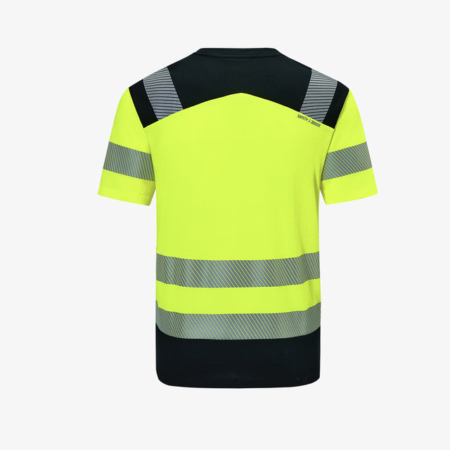T-shirt Scuti en coton jaune haute visibilité personnalisable – Impression DTF & Broderie